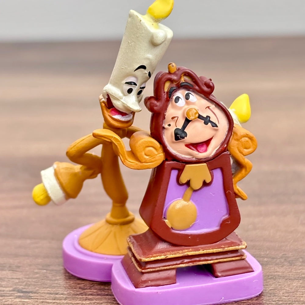 Disney Store Beauty & Beast LUMIERE & COGSWORTH Toy Figure Figurine Cake Topper